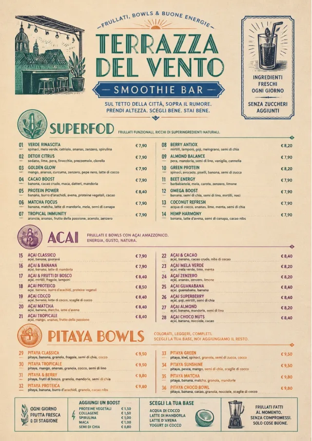 Heritage Taproom smoothie-menu menu template preview