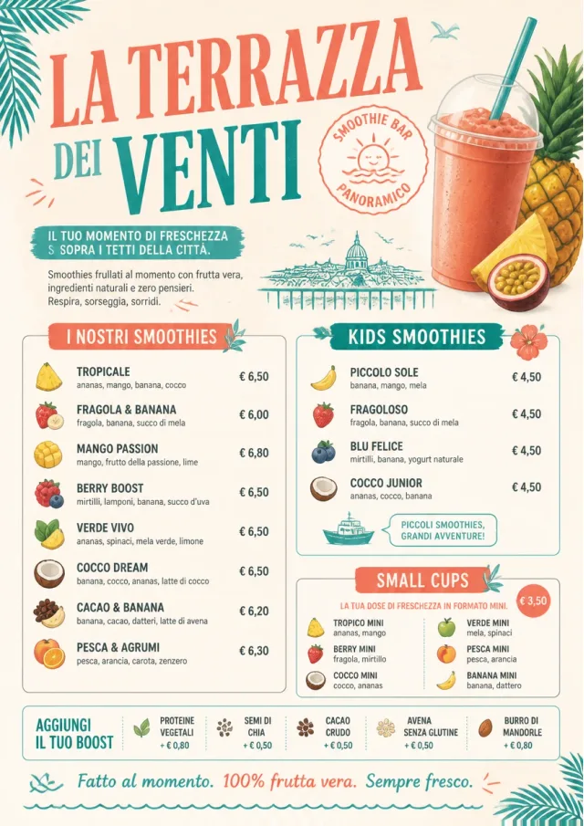 Tropical Refresh smoothie-menu menu template preview