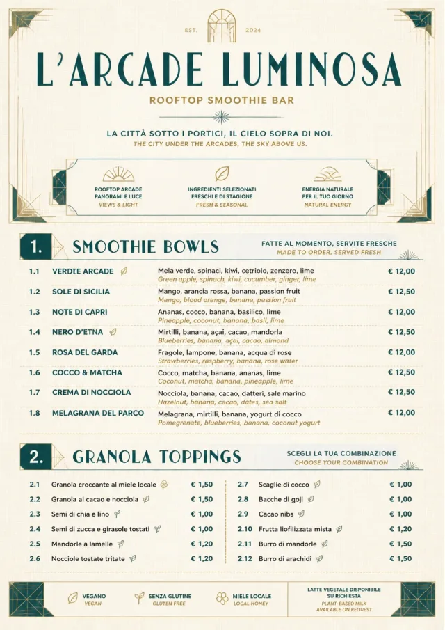 Luxury Hotel Lounge smoothie-menu menu template preview