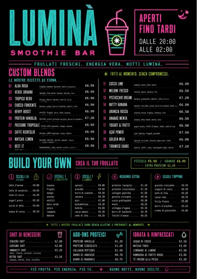Neon Night Pour smoothie-menu menu template preview