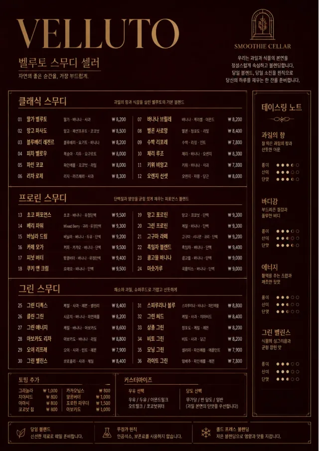 Editorial Cellar smoothie-menu menu template preview