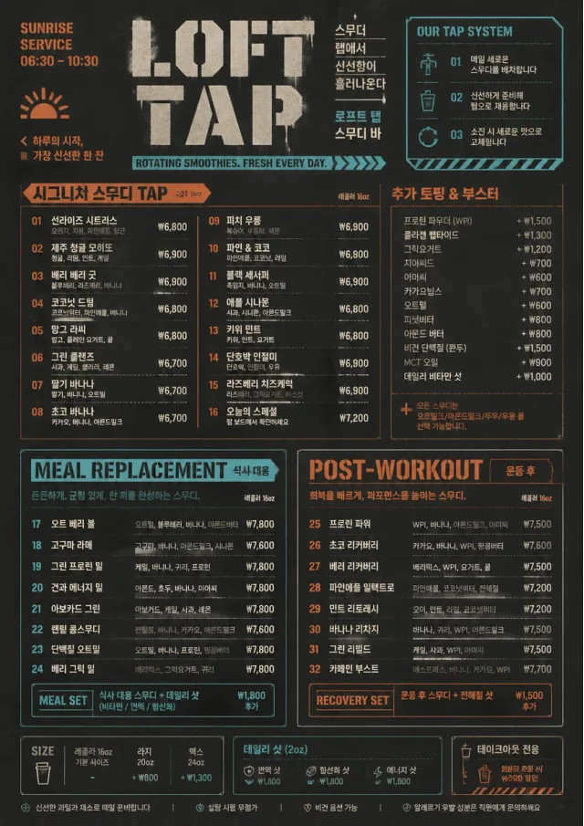 Industrial Craft smoothie-menu menu template preview