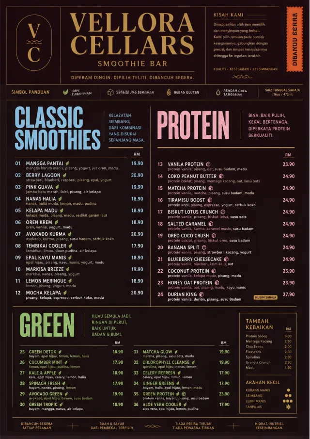 Editorial Cellar smoothie-menu menu template preview