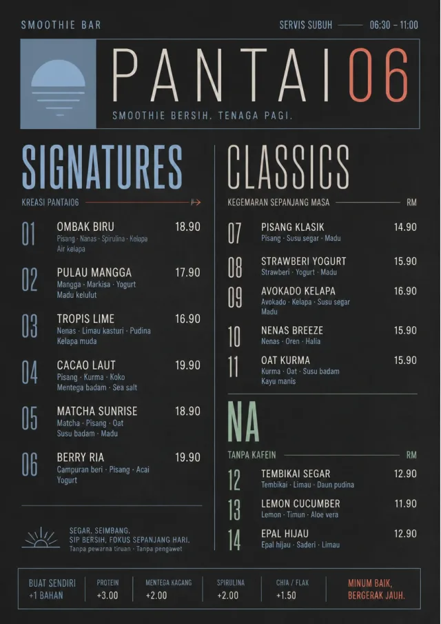 Mono Bar Minimal smoothie-menu menu template preview