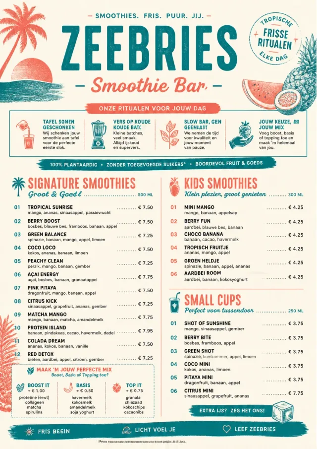 Tropical Refresh smoothie-menu menu template preview