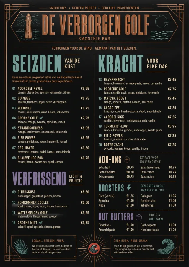 Speakeasy Spirits smoothie-menu menu template preview