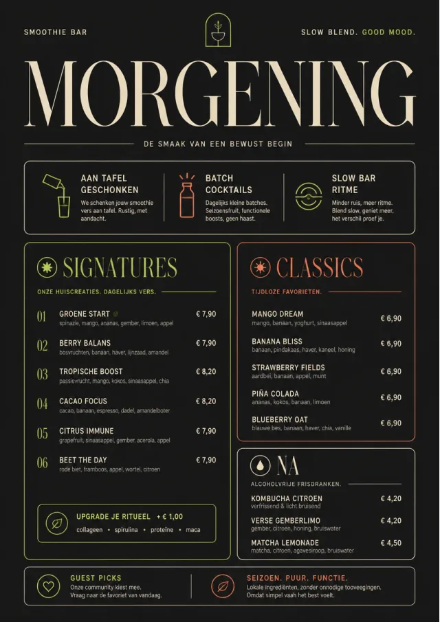 Mono Bar Minimal smoothie-menu menu template preview