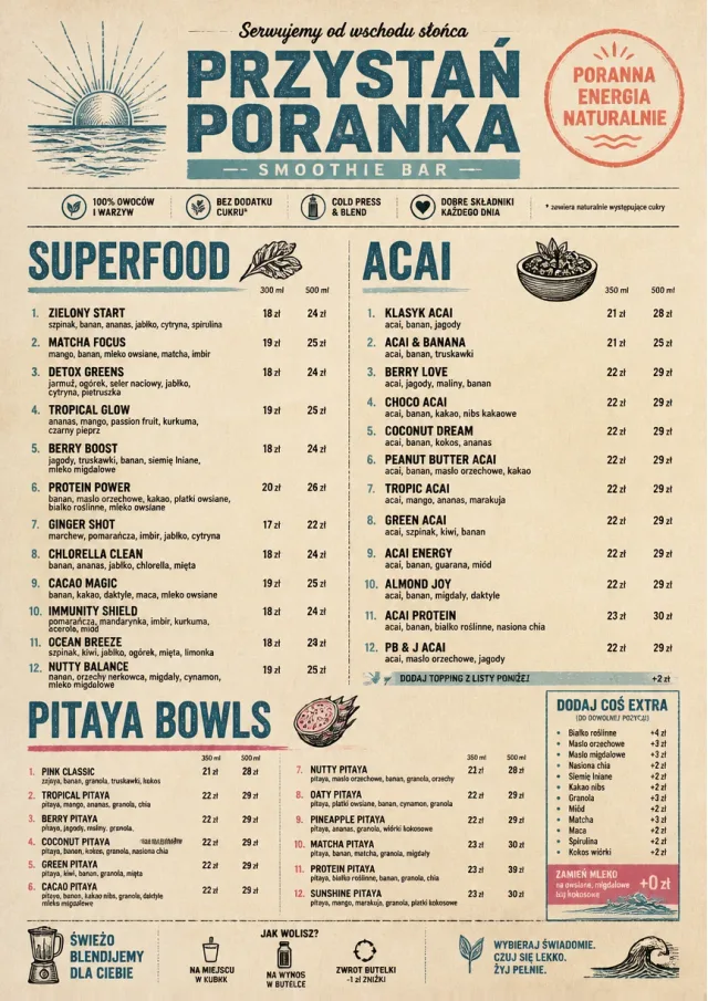 Heritage Taproom smoothie-menu menu template preview