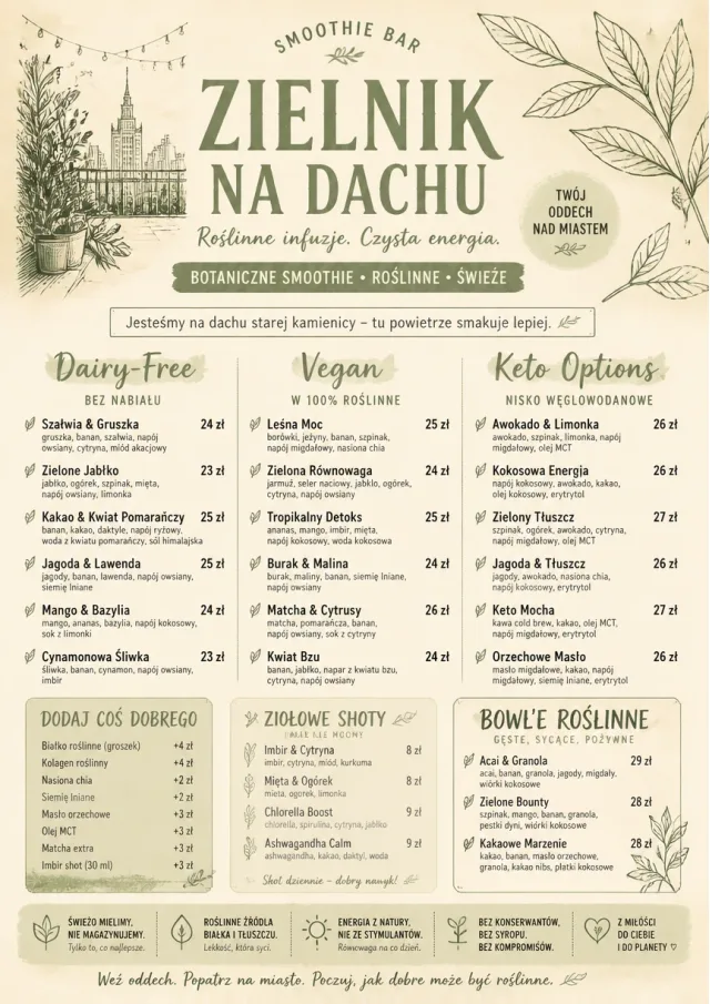 Botanical Infusion smoothie-menu menu template preview