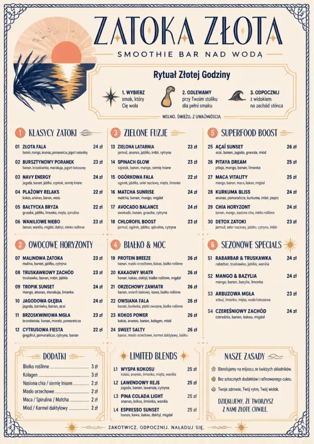 Coastal Sunset smoothie-menu menu template preview