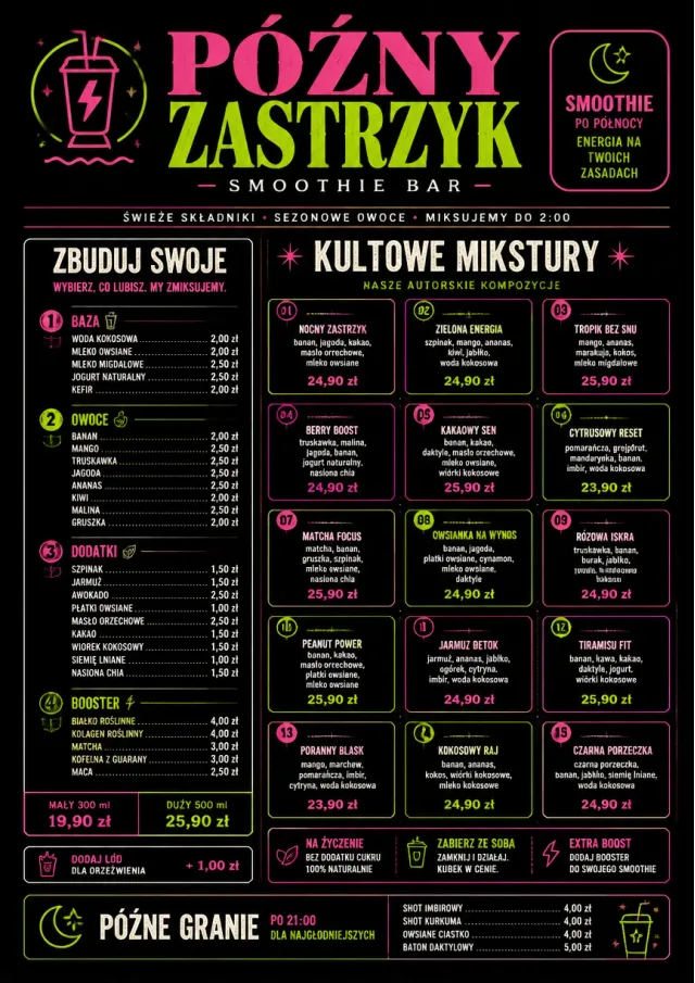 Neon Night Pour smoothie-menu menu template preview