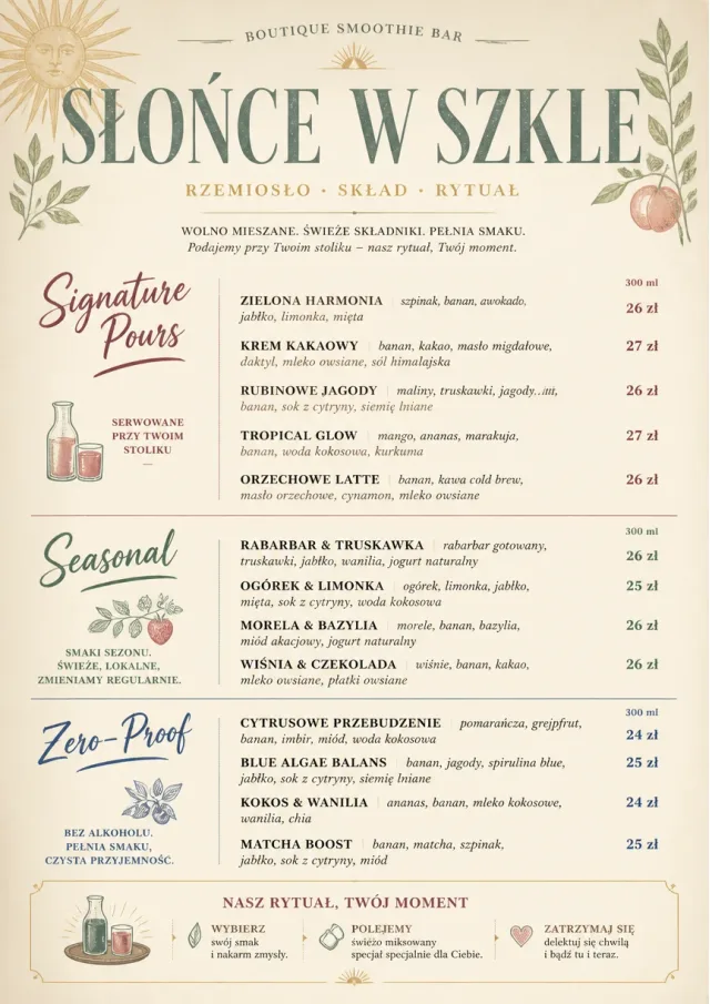 Boutique Pour Card smoothie-menu menu template preview