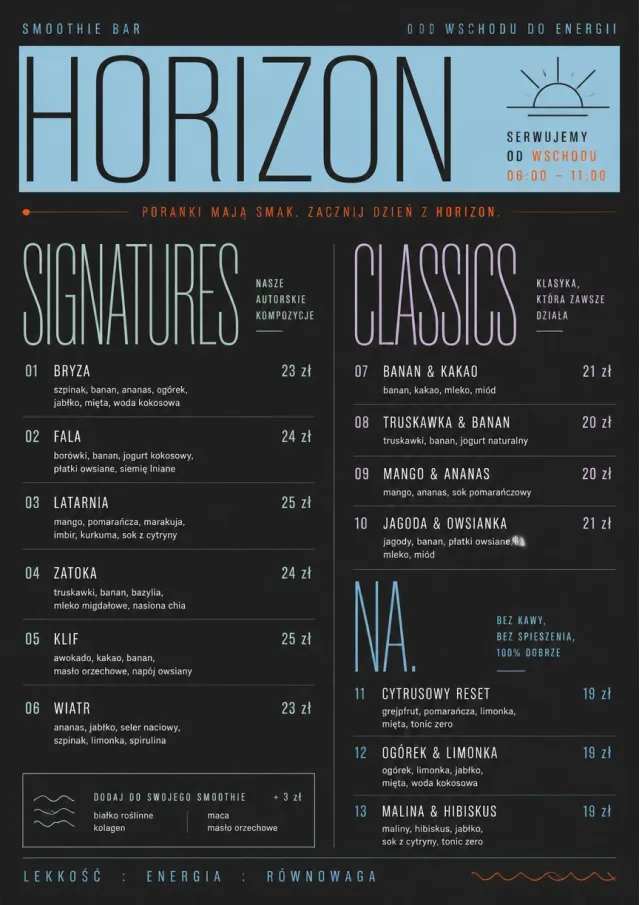 Mono Bar Minimal smoothie-menu menu template preview
