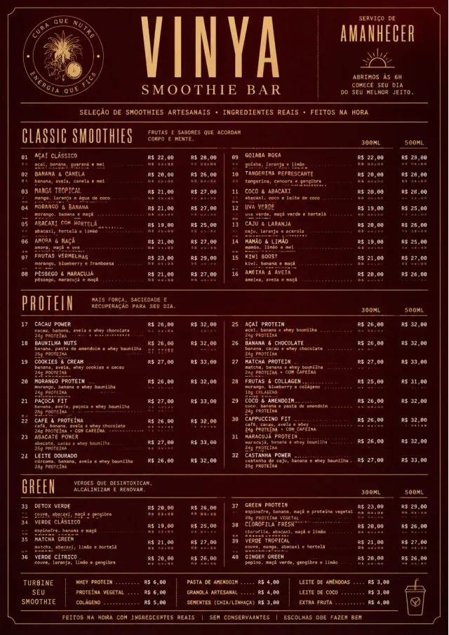 Editorial Cellar smoothie-menu menu template preview