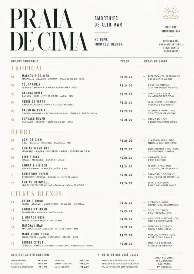 Modern Minimal Pour smoothie-menu menu template preview