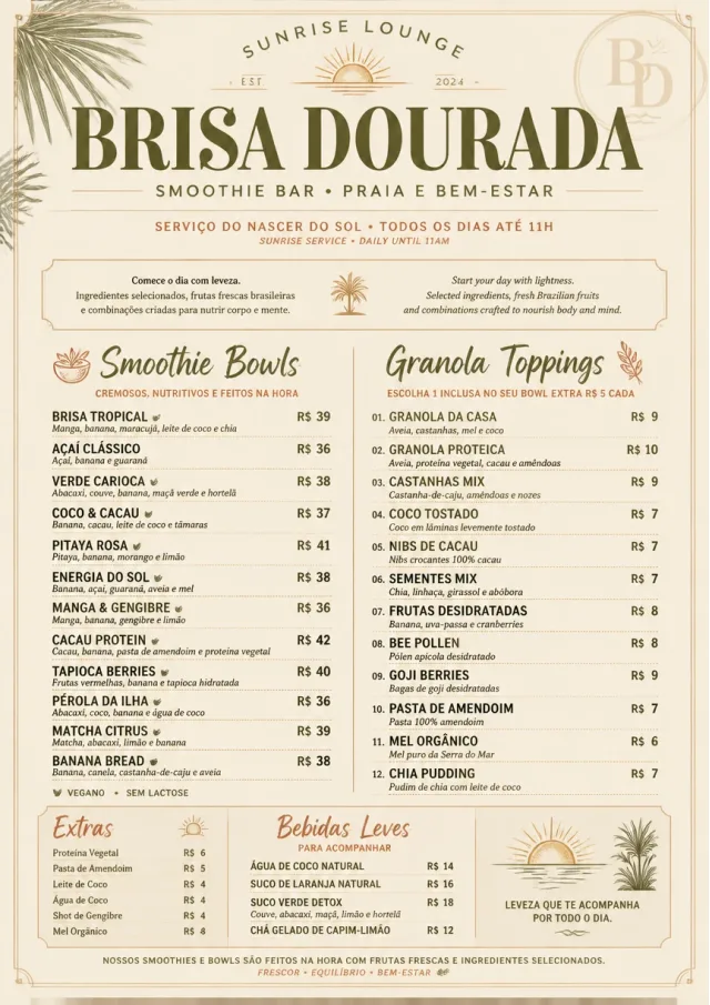 Luxury Hotel Lounge smoothie-menu menu template preview