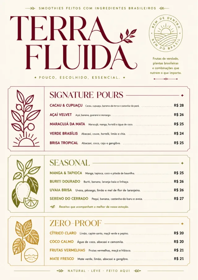 Boutique Pour Card smoothie-menu menu template preview
