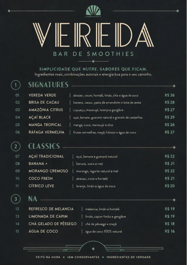 Mono Bar Minimal smoothie-menu menu template preview