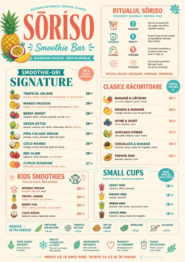 Tropical Refresh smoothie-menu menu template preview