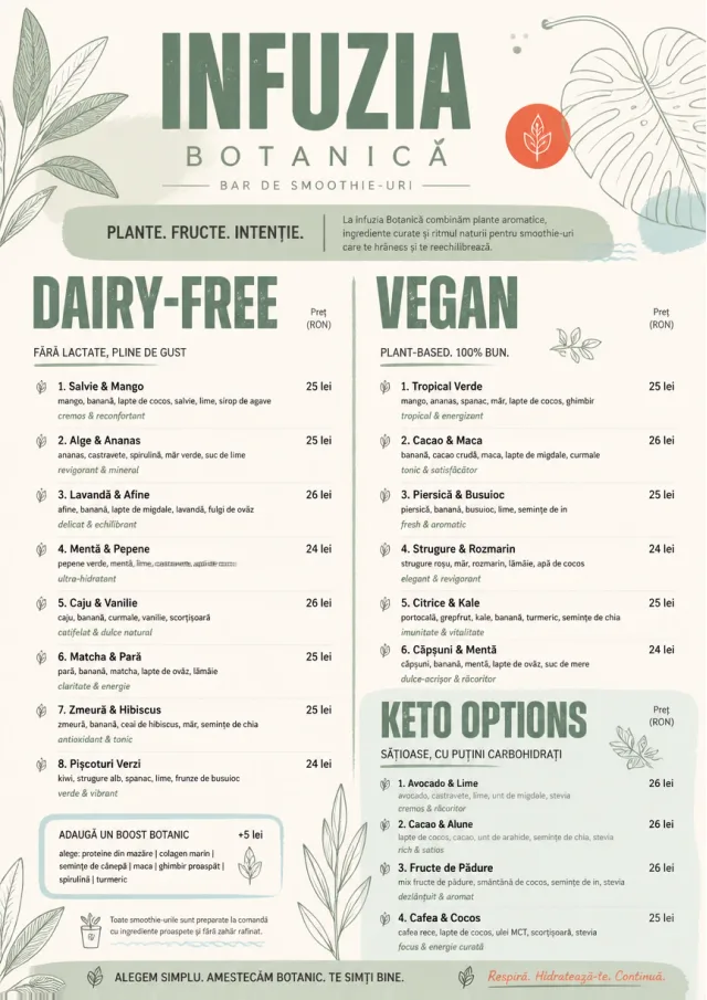 Botanical Infusion smoothie-menu menu template preview
