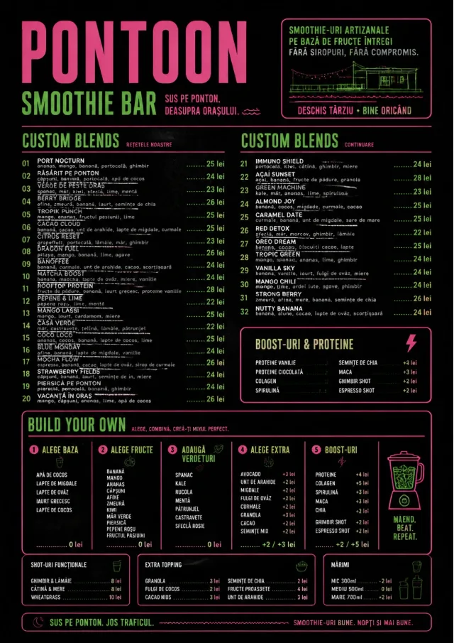 Neon Night Pour smoothie-menu menu template preview