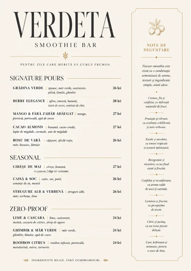 Boutique Pour Card smoothie-menu menu template preview