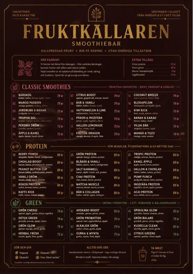 Editorial Cellar smoothie-menu menu template preview