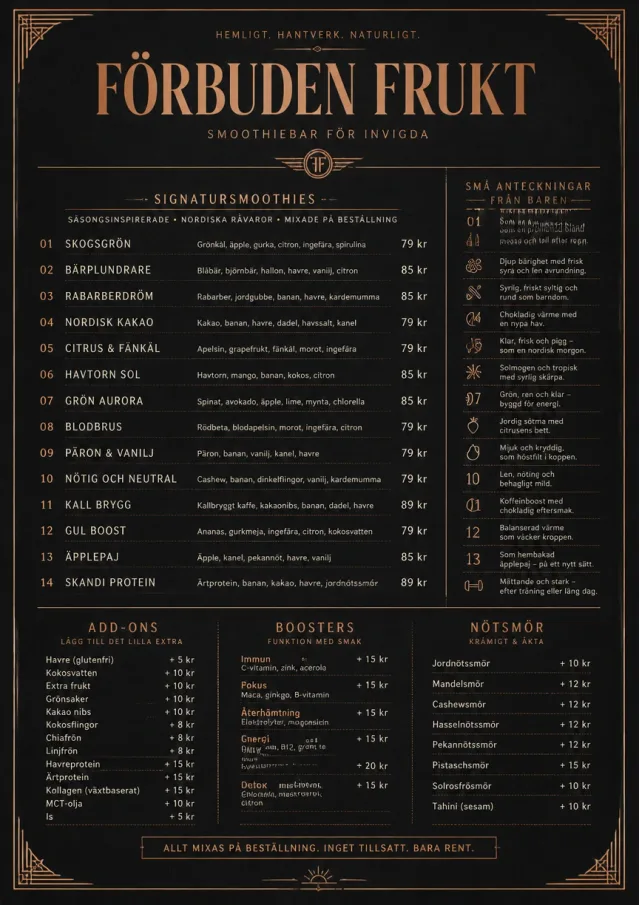 Speakeasy Spirits smoothie-menu menu template preview