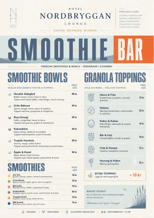 Luxury Hotel Lounge smoothie-menu menu template preview