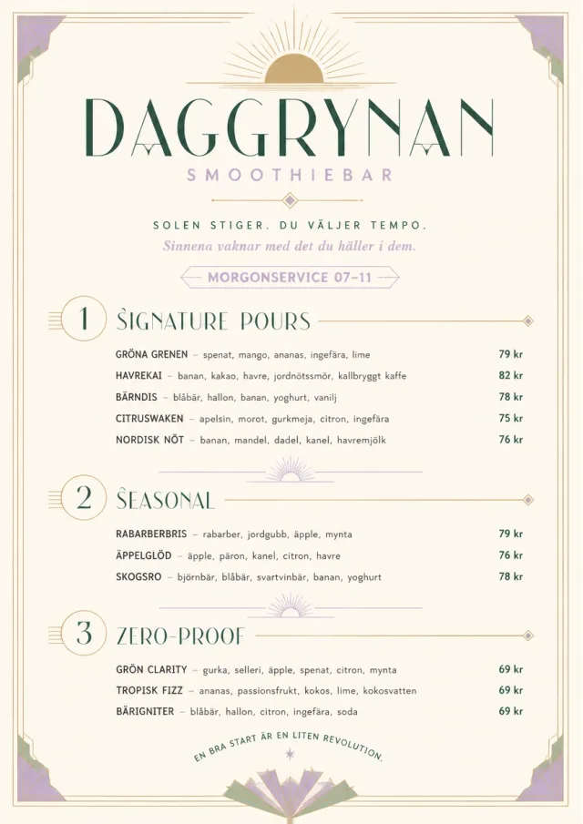 Boutique Pour Card smoothie-menu menu template preview