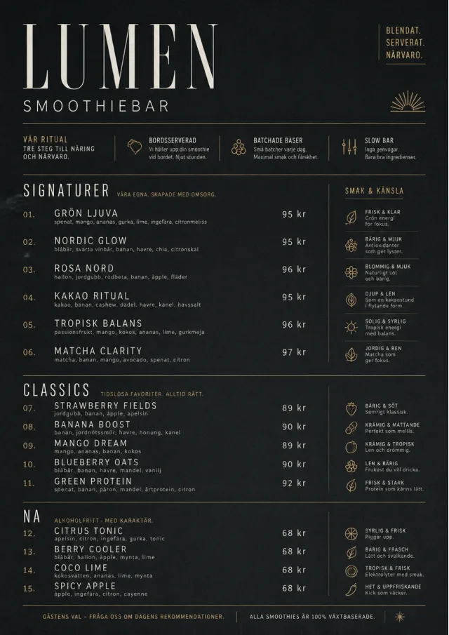 Mono Bar Minimal smoothie-menu menu template preview