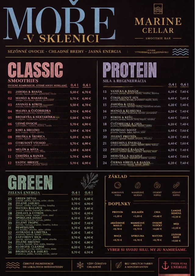 Editorial Cellar smoothie-menu menu template preview