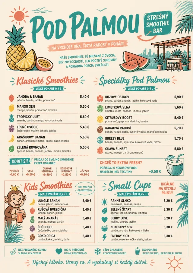 Tropical Refresh smoothie-menu menu template preview