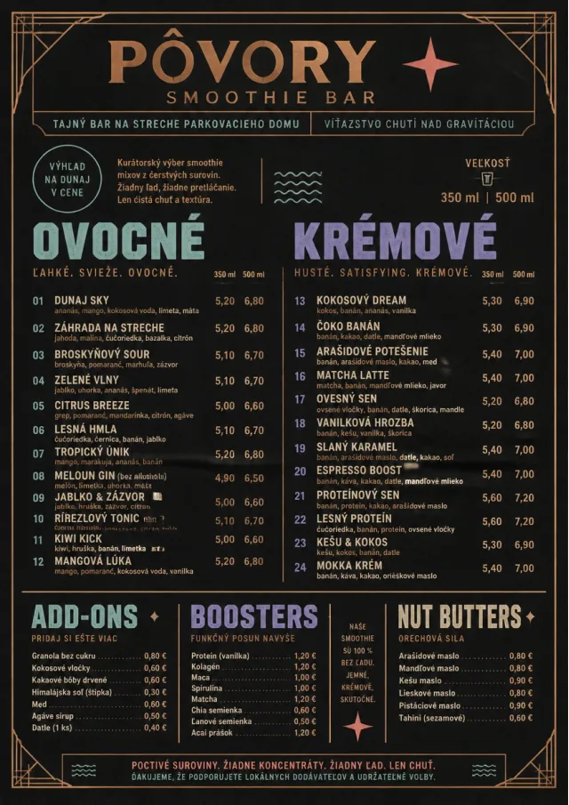 Speakeasy Spirits smoothie-menu menu template preview