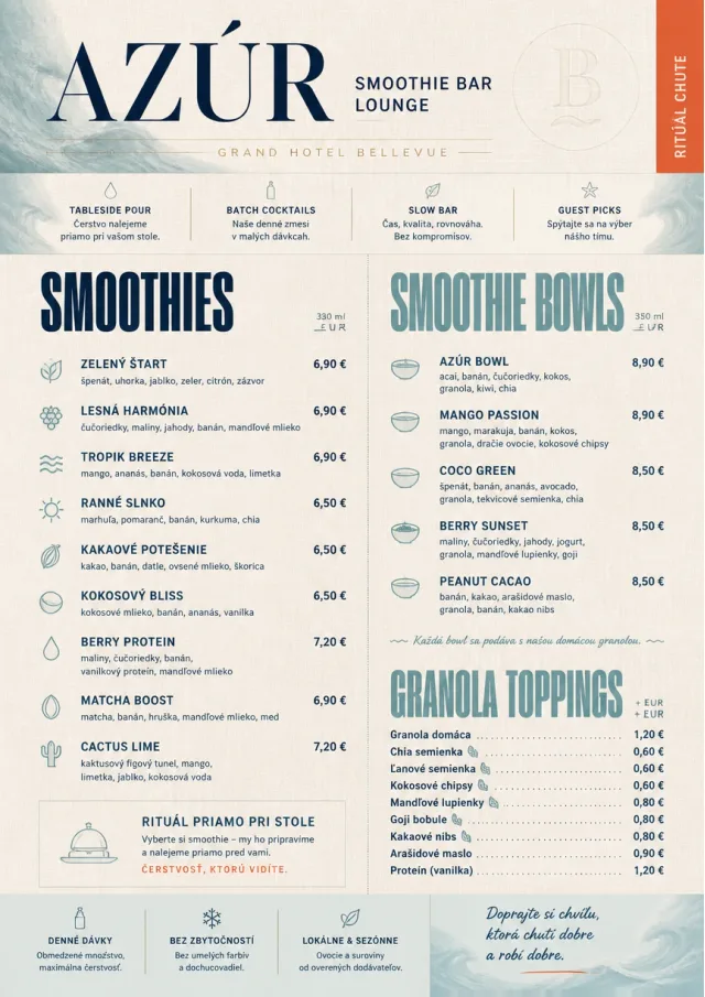 Luxury Hotel Lounge smoothie-menu menu template preview