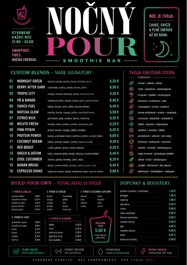 Neon Night Pour smoothie-menu menu template preview