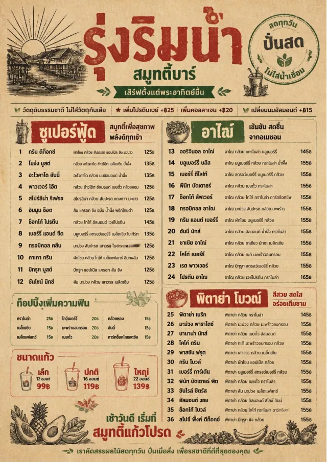 Heritage Taproom smoothie-menu menu template preview