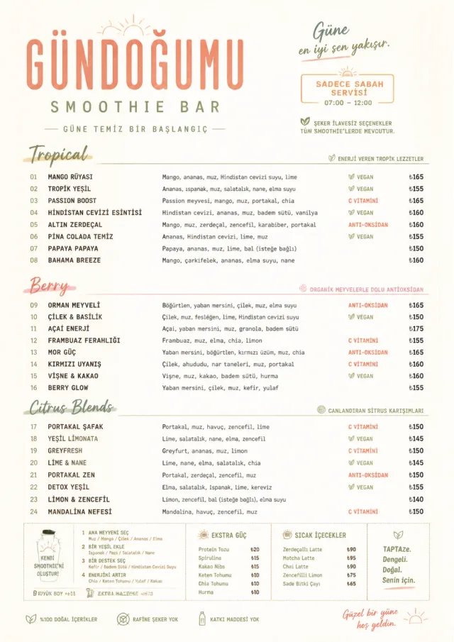 Modern Minimal Pour smoothie-menu menu template preview