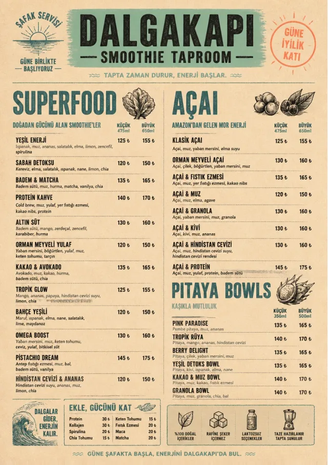 Heritage Taproom smoothie-menu menu template preview