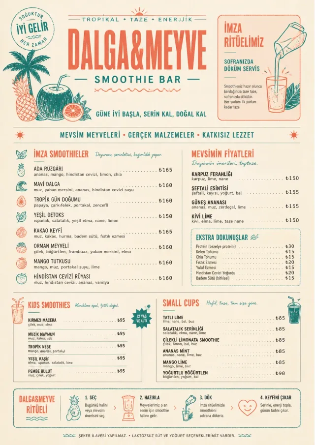 Tropical Refresh smoothie-menu menu template preview
