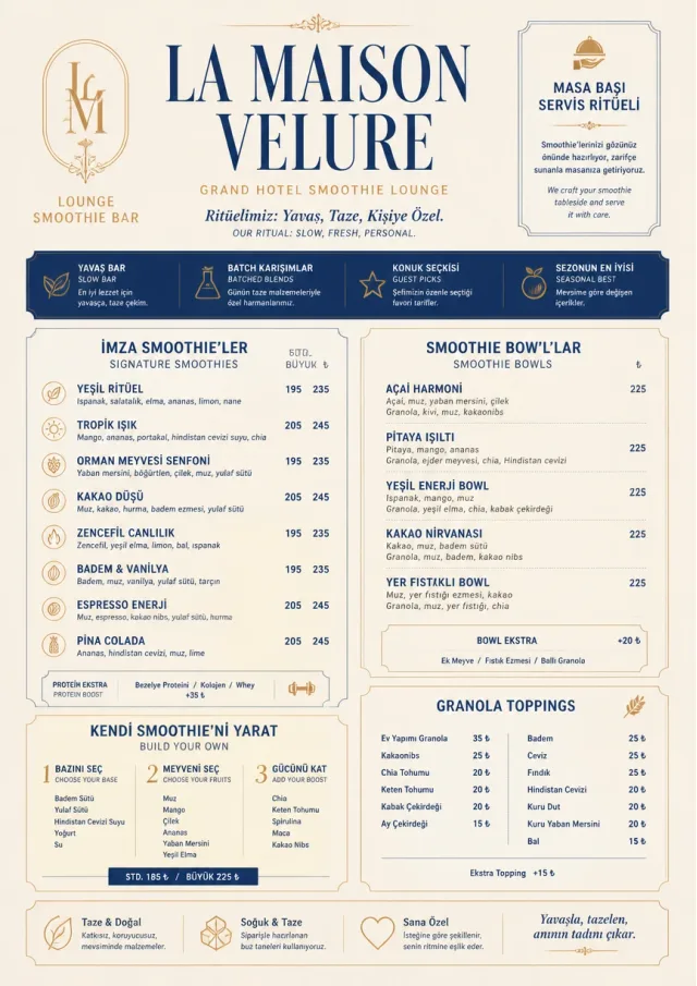 Luxury Hotel Lounge smoothie-menu menu template preview