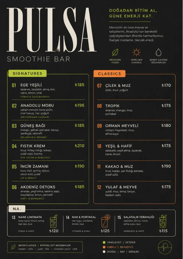 Mono Bar Minimal smoothie-menu menu template preview