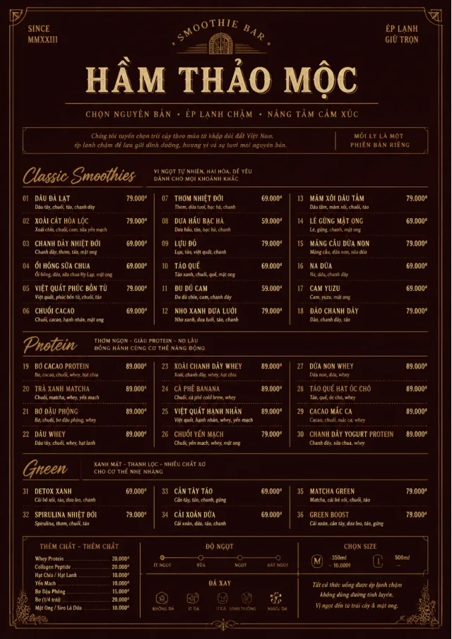 Editorial Cellar smoothie-menu menu template preview