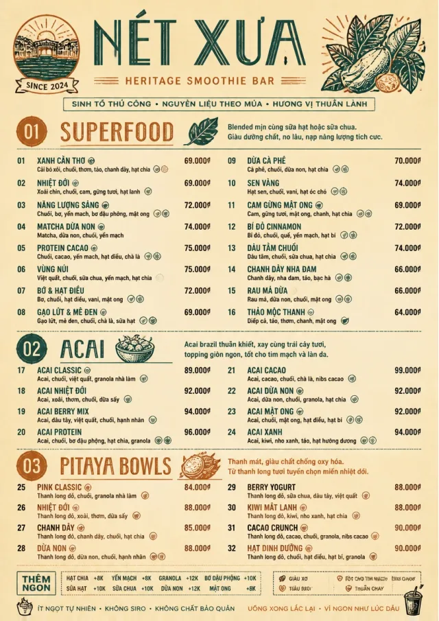 Heritage Taproom smoothie-menu menu template preview