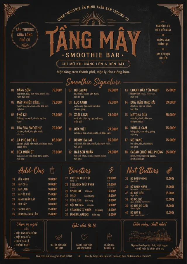 Speakeasy Spirits smoothie-menu menu template preview