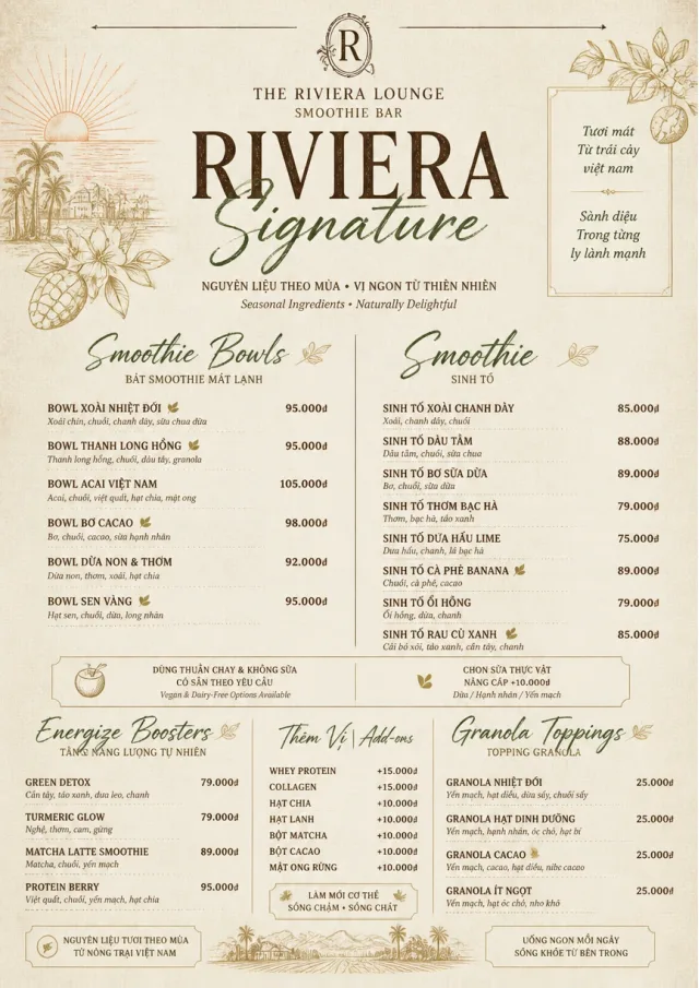 Luxury Hotel Lounge smoothie-menu menu template preview
