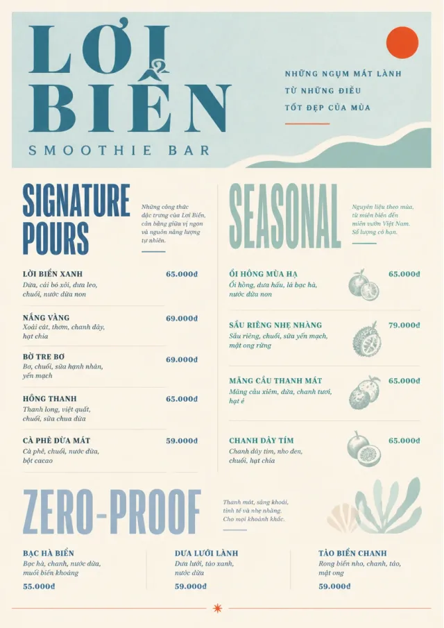 Boutique Pour Card smoothie-menu menu template preview