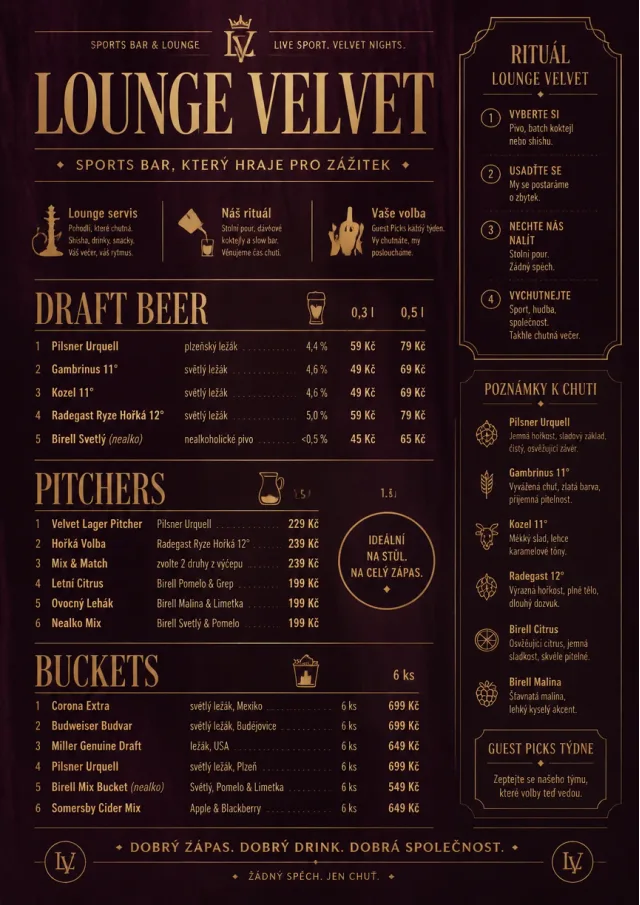 Lounge Velvet sports-bar-menu menu template preview