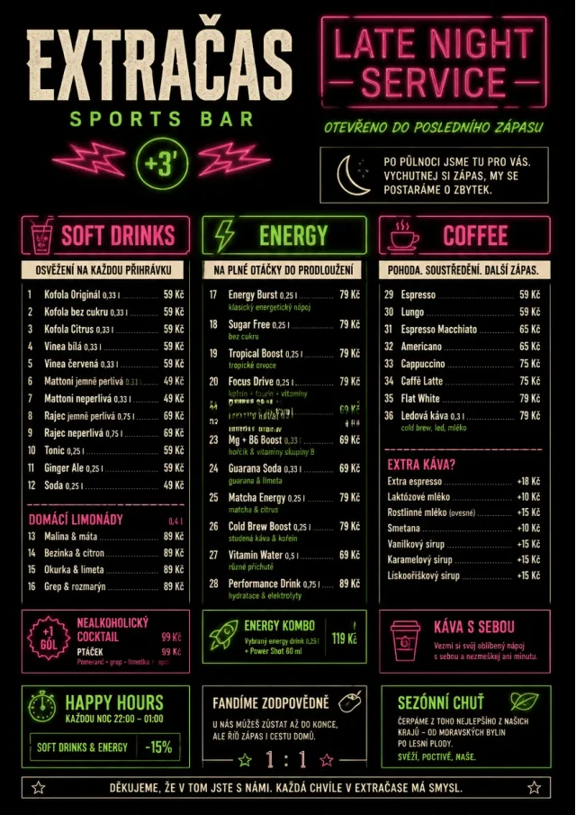 Late Night Service sports-bar-menu menu template preview