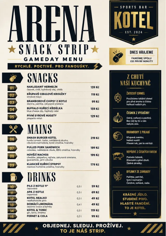 Arena Snack Strip sports-bar-menu menu template preview